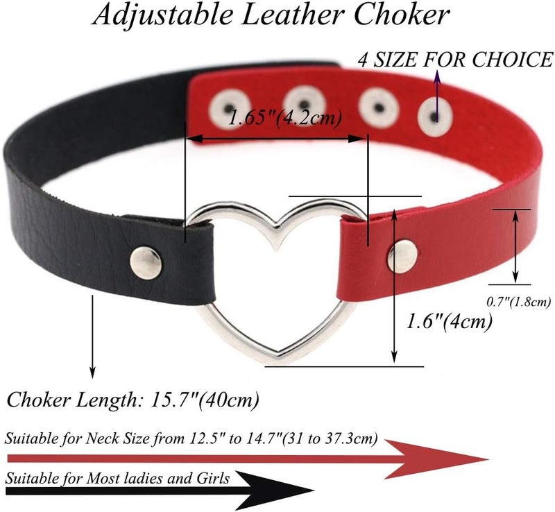ETHOON Love Heart Adjustable Leather Choker Punk PU Necklace Goth Choker Soft Collar Chain for Women - Image 2